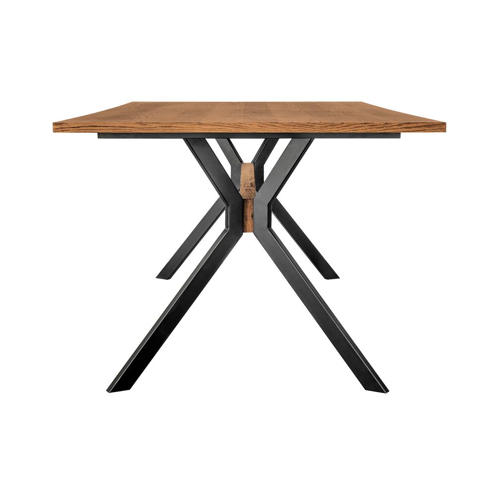 Nevada Rustic Oak Wood Trestle Base Dining Table in Balsamico. Picture 3