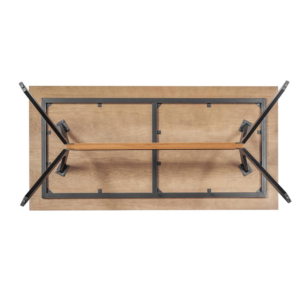 Nevada Rustic Oak Wood Trestle Base Dining Table in Balsamico. Picture 4