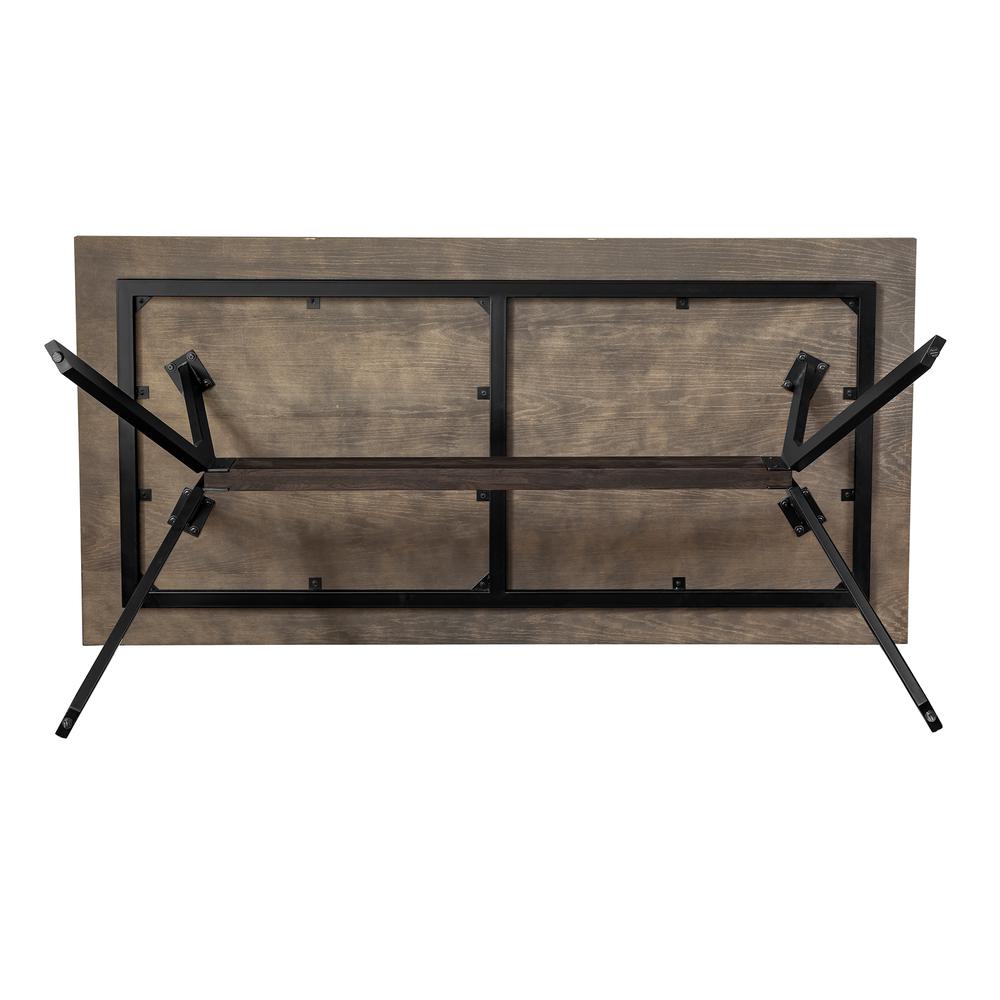 Nevada Rustic Oak Wood Trestle Base Dining Table In Dark Brown. Picture 4