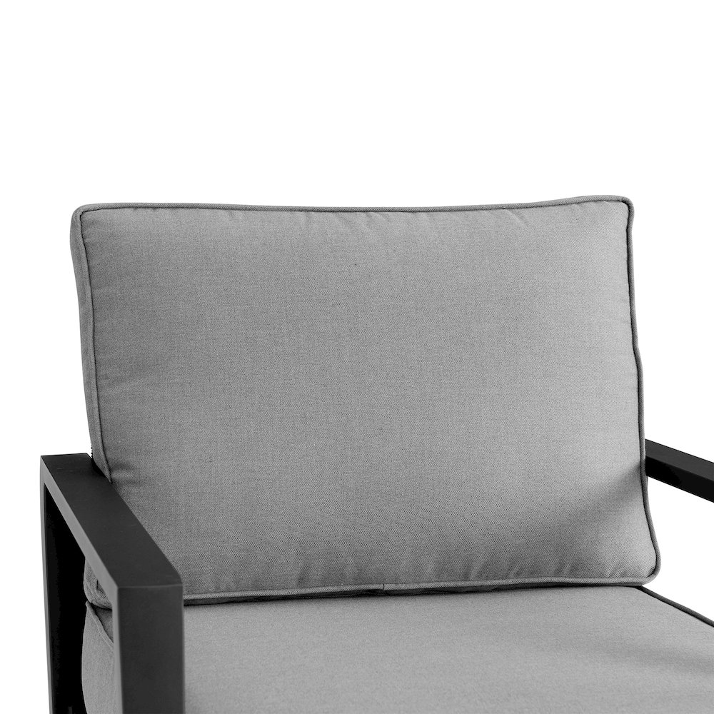 Cayman Black Aluminum Outdoor Swivel Glider Chair with Dark Gray Cushions. Picture 4
