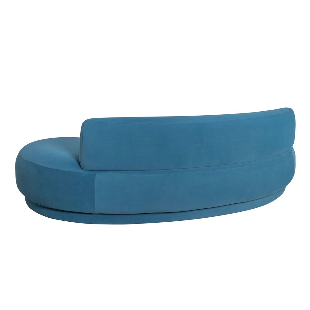 Oakland 97.5 in. 3-Seater Sofa in Blue Fabric with Oval Seat. Picture 2