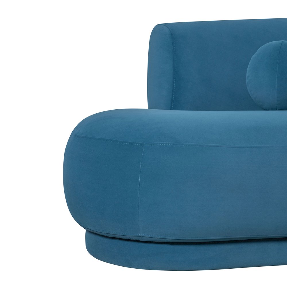 Oakland 97.5 in. 3-Seater Sofa in Blue Fabric with Oval Seat. Picture 3