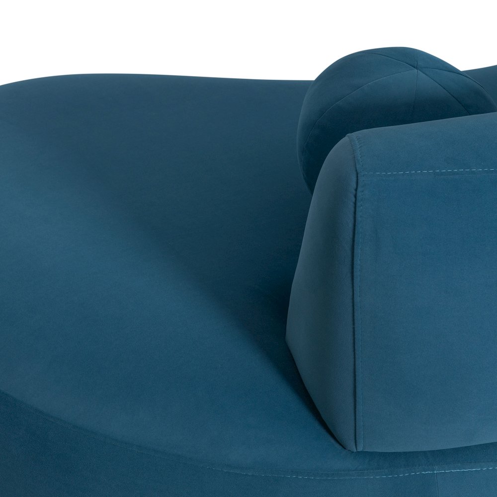 Oakland 97.5 in. 3-Seater Sofa in Blue Fabric with Oval Seat. Picture 5