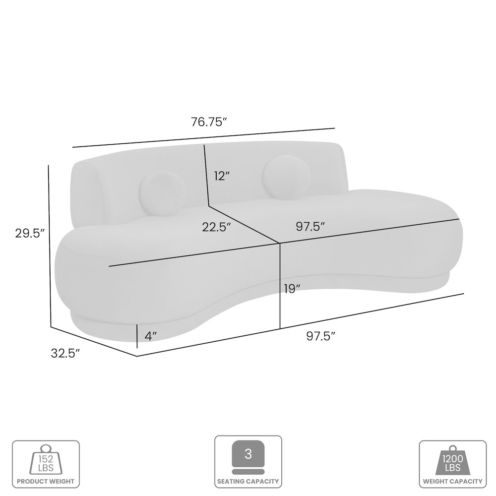 Oakland 97.5 in. 3-Seater Sofa in Blue Fabric with Oval Seat. Picture 7
