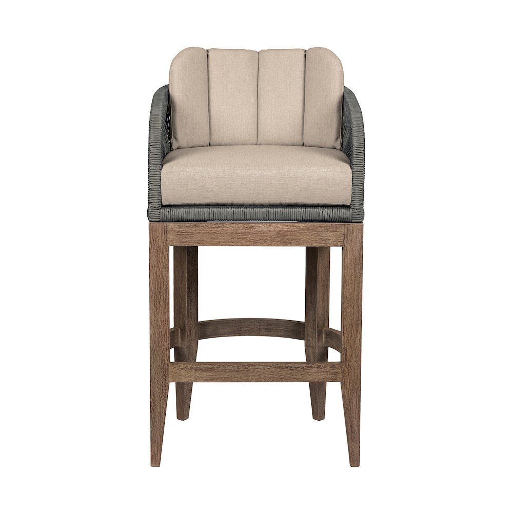 Outdoor Patio 26" Counter Stool in Weathered Eucalyptus Wood with Gray Rope. Picture 2