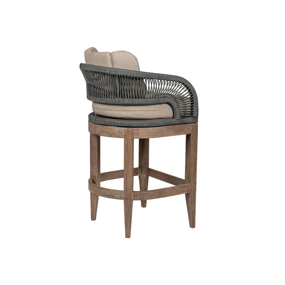 Outdoor Patio 26" Counter Stool in Weathered Eucalyptus Wood with Gray Rope. Picture 4