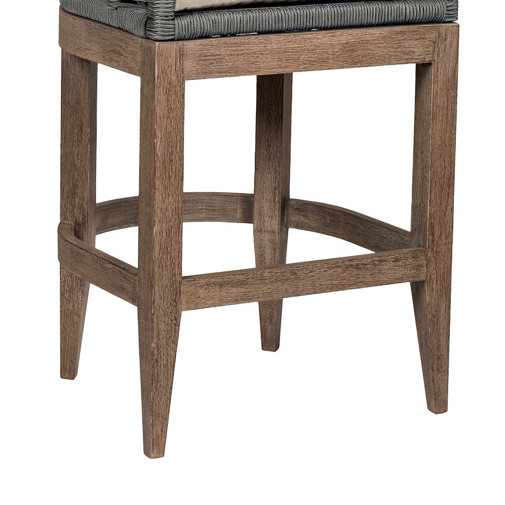 Outdoor Patio 26" Counter Stool in Weathered Eucalyptus Wood with Gray Rope. Picture 8