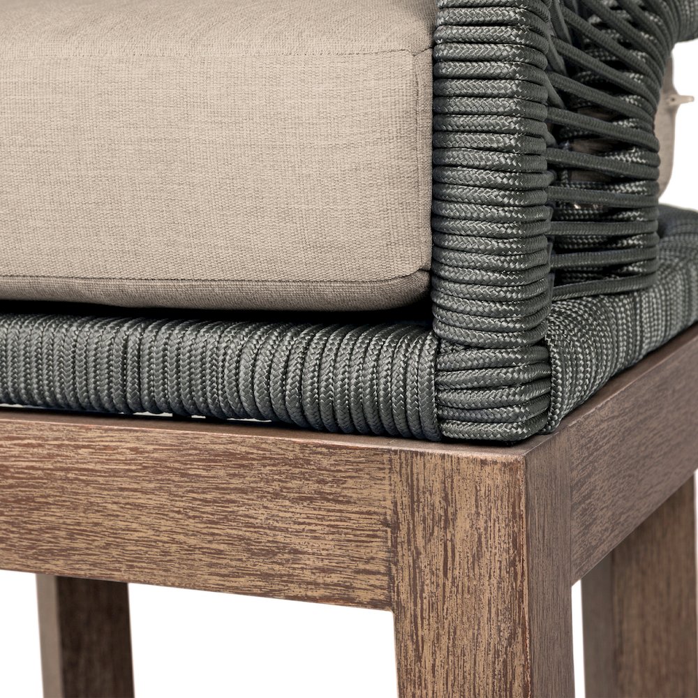 Outdoor Patio 26" Counter Stool in Weathered Eucalyptus Wood with Gray Rope. Picture 9