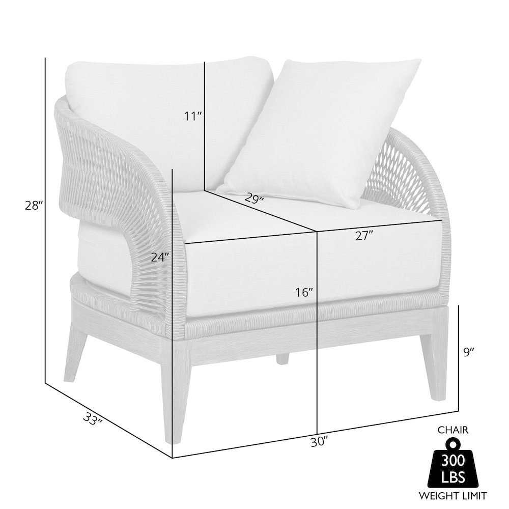 Orbit Outdoor Patio Chair in Weathered Eucalyptus Wood with Gray Rope. Picture 9