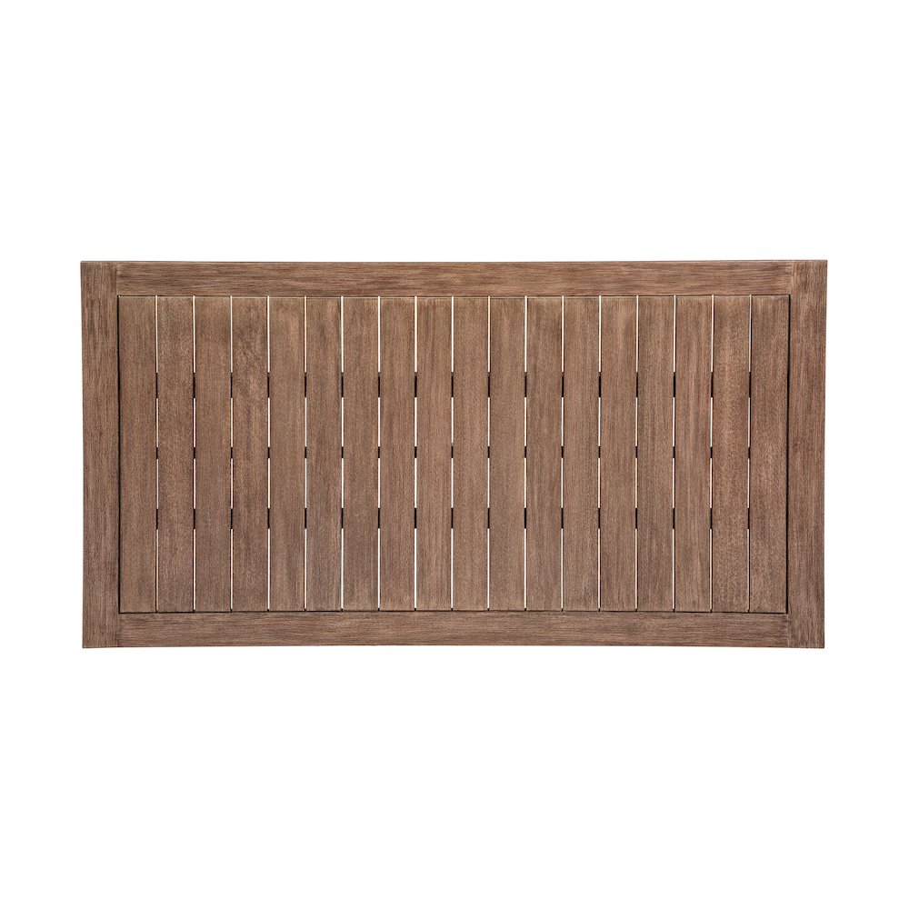Orbit Outdoor Patio Dining Table in Weathered Eucalyptus Wood. Picture 5