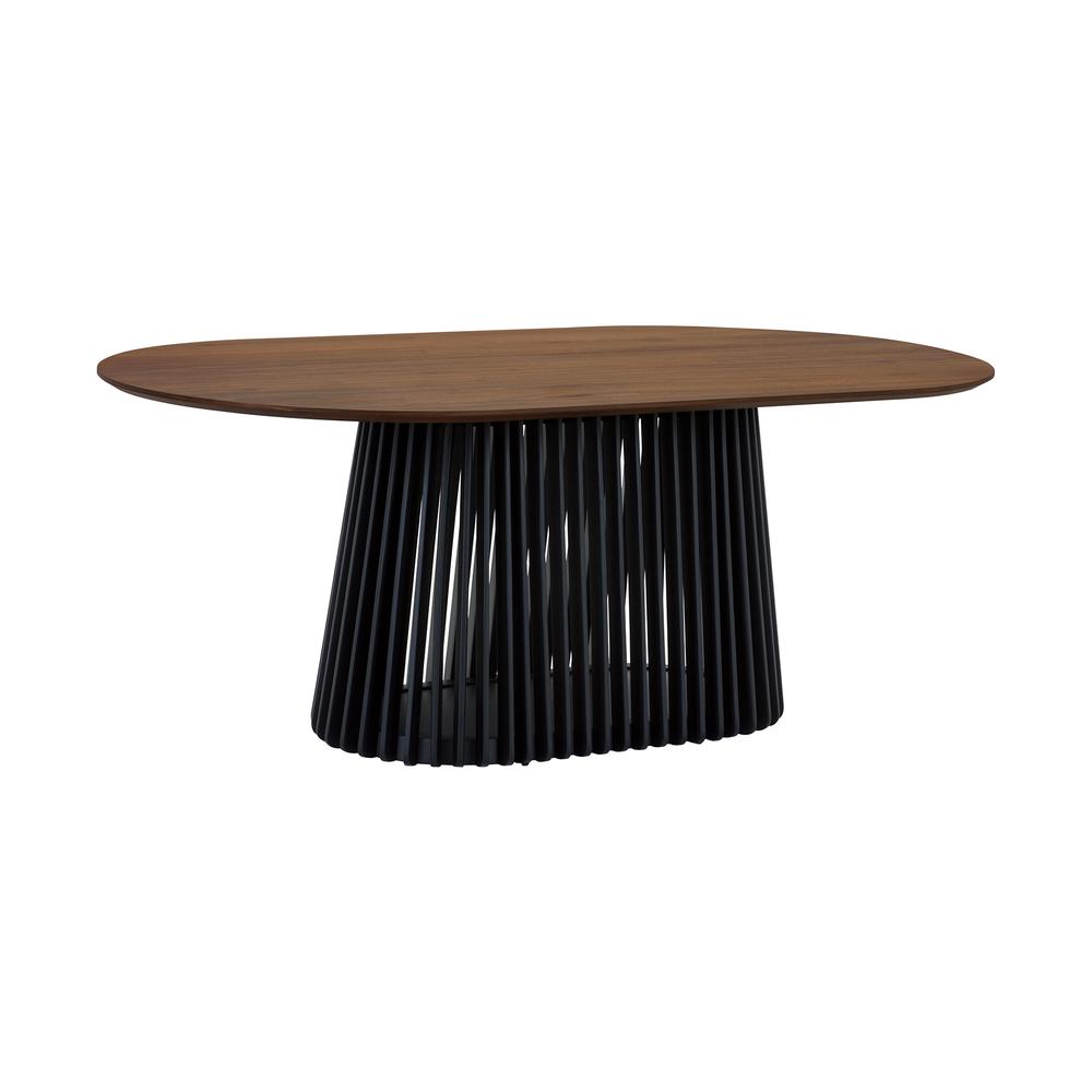 Pasadena 79" Wood Oval Dining Table with Walnut Finish and Black Base. Picture 2