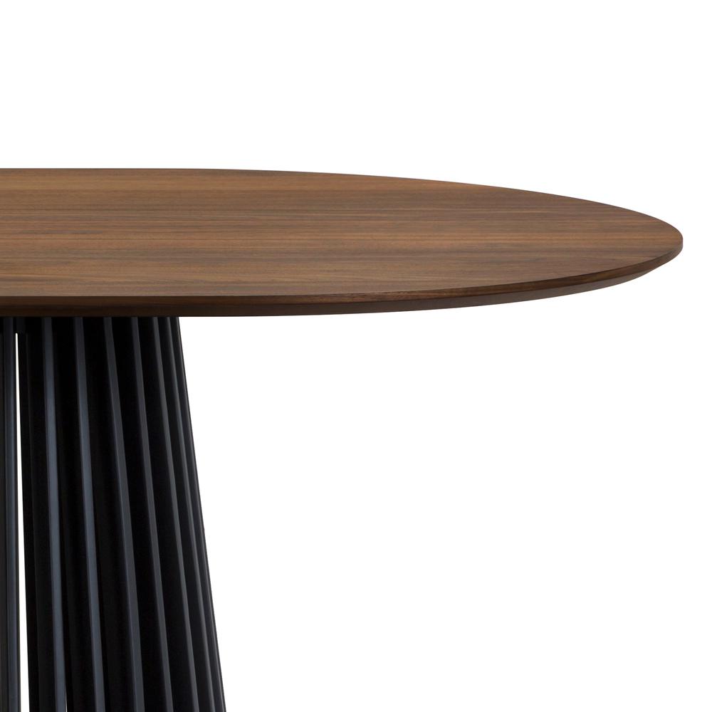 Pasadena 79" Wood Oval Dining Table with Walnut Finish and Black Base. Picture 3