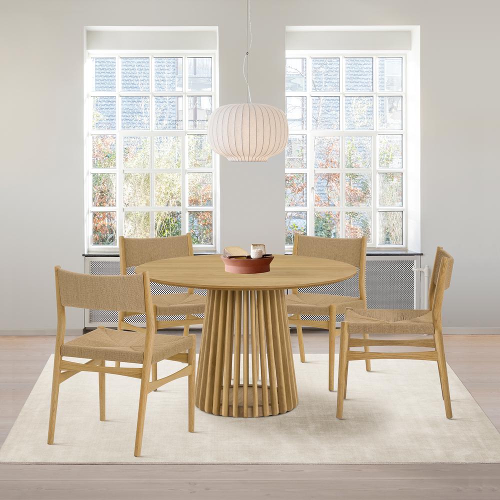 Pasadena 47" Wood Round Dining Table in Natural Oak Finish. Picture 8