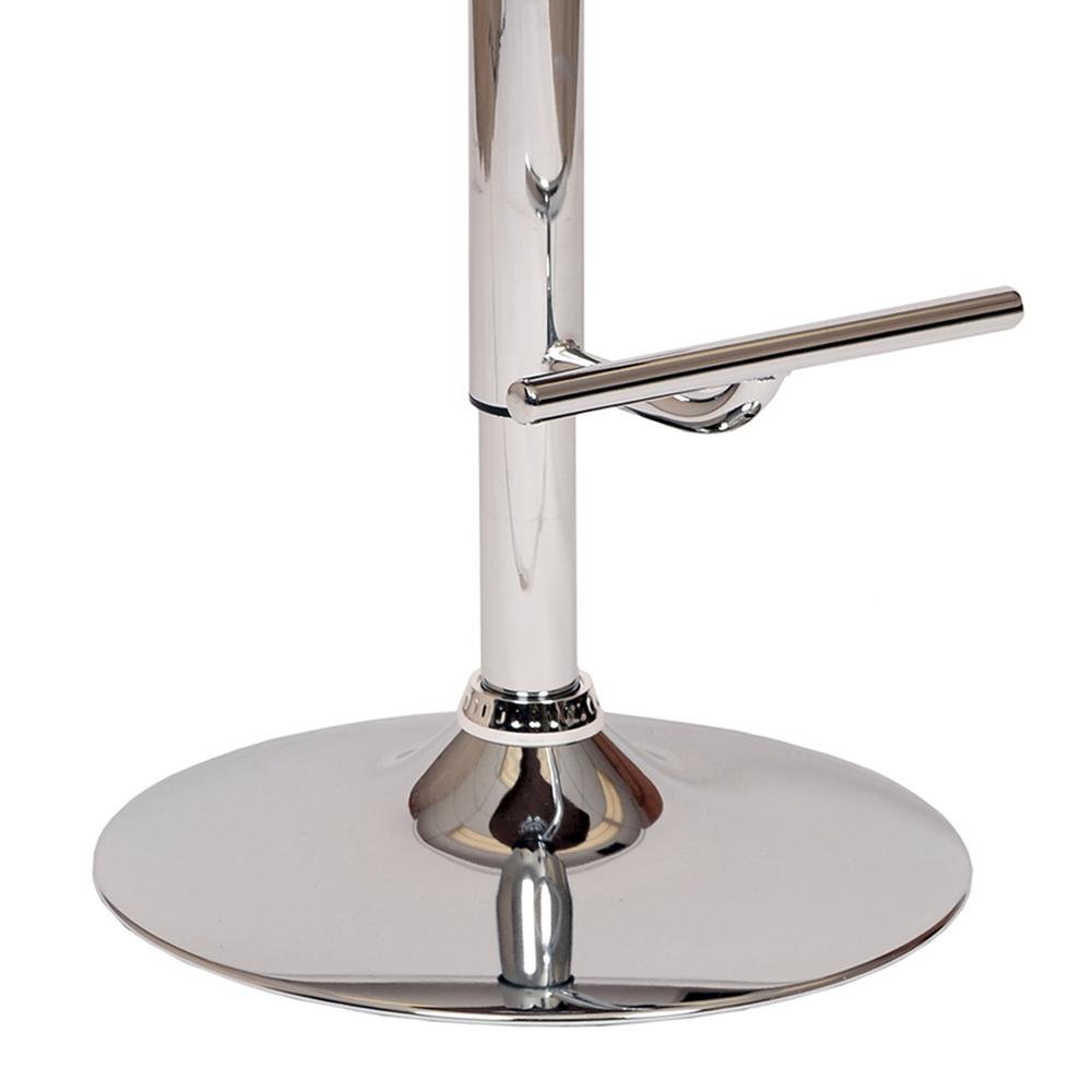 Swivel Bar Stool with Cream Leatherette Seat, Walnut Veneer, and Chrome Base. Picture 3