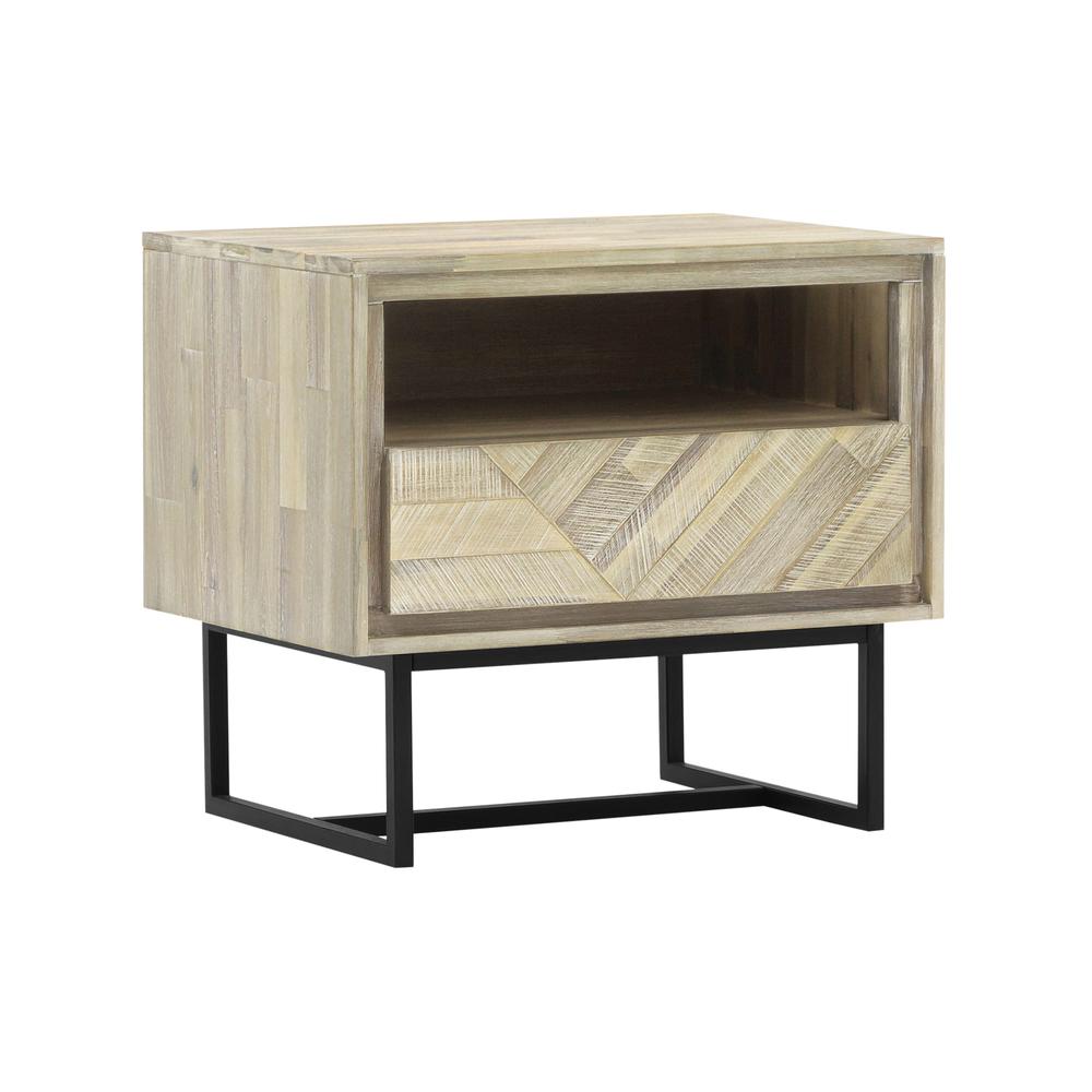 Peridot 1 Drawer Nightstand in Natural Acacia Wood. Picture 1