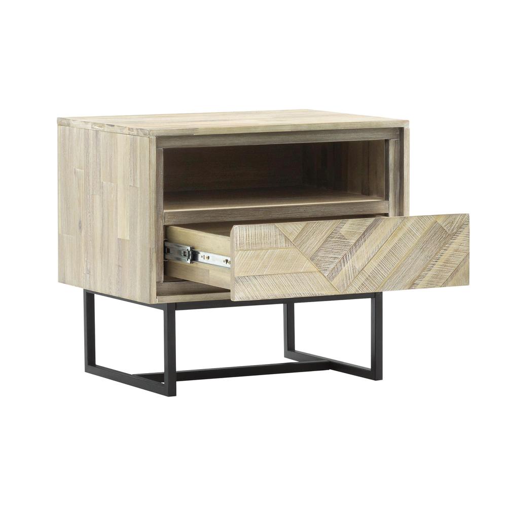 Peridot 1 Drawer Nightstand in Natural Acacia Wood. Picture 2