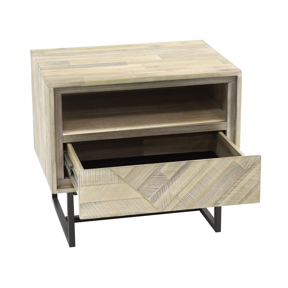Peridot 1 Drawer Nightstand in Natural Acacia Wood. Picture 4