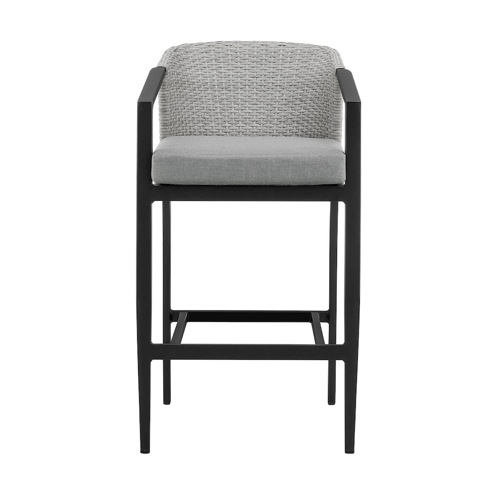 Outdoor Patio Counter or Bar Height Bar Stool in Aluminum and Wicker. Picture 2