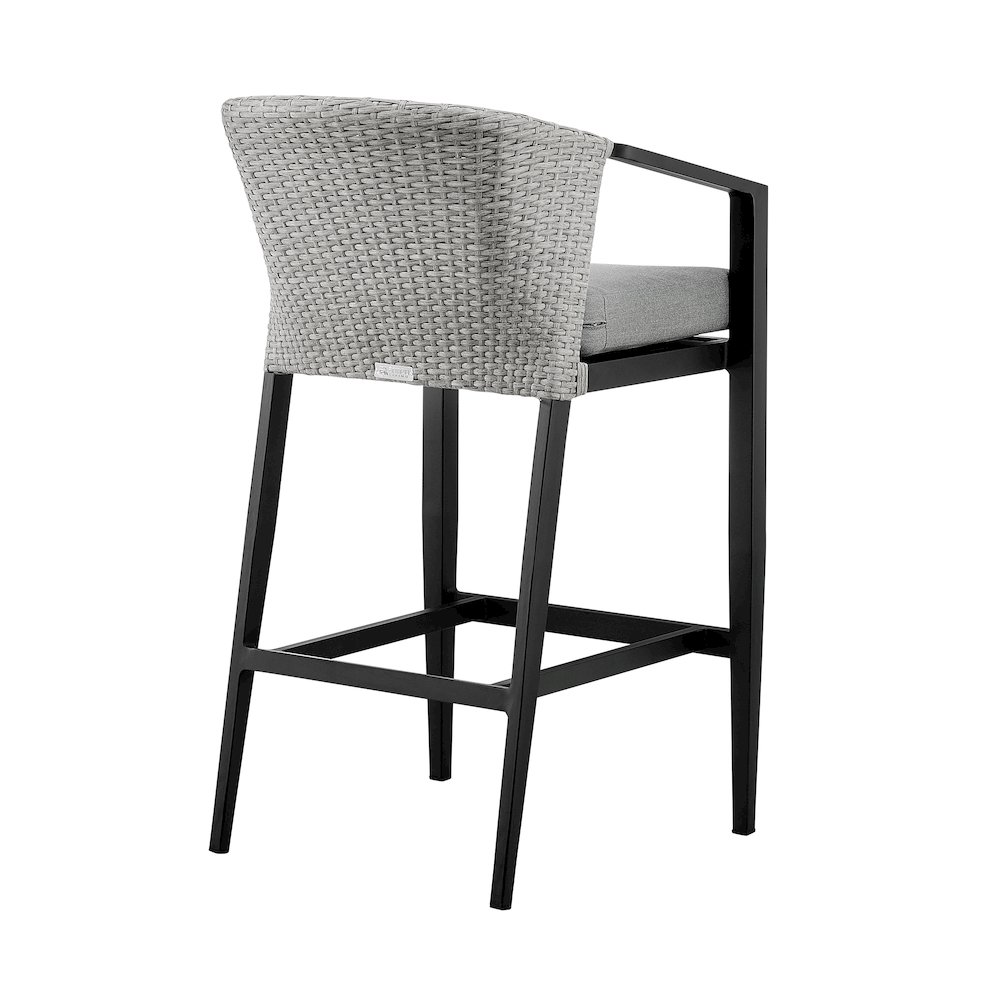 Outdoor Patio Counter or Bar Height Bar Stool in Aluminum and Wicker. Picture 4