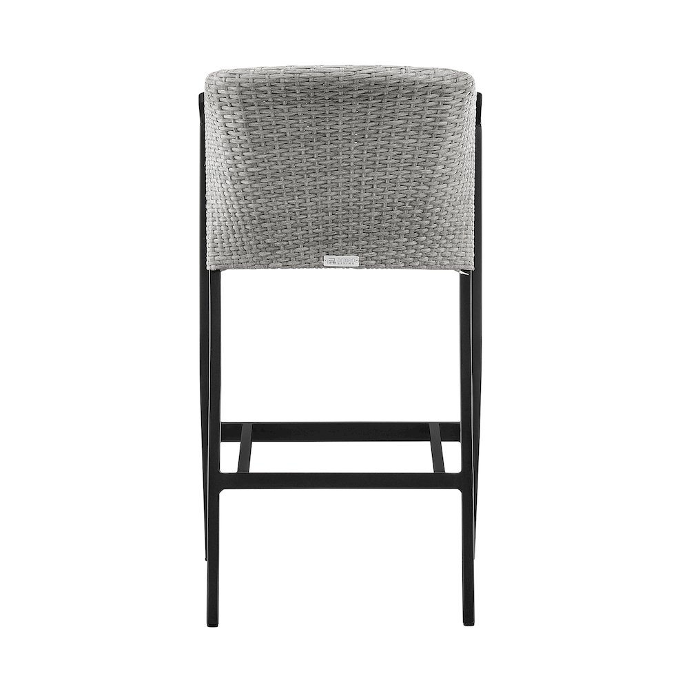 Outdoor Patio Counter or Bar Height Bar Stool in Aluminum and Wicker. Picture 5