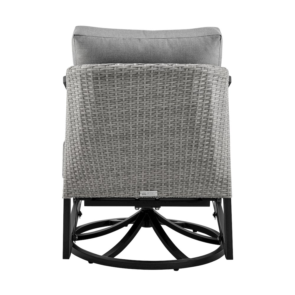 Palma Outdoor Patio Swivel Lounge Chair in Aluminum with Gray Cushions. Picture 5