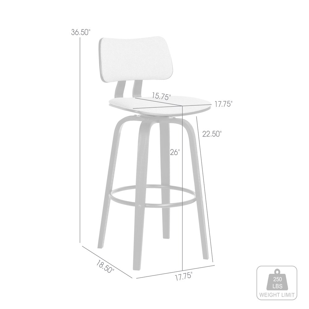 Pico Upholstered Wood Swivel Bar or Counter Stool. Picture 10