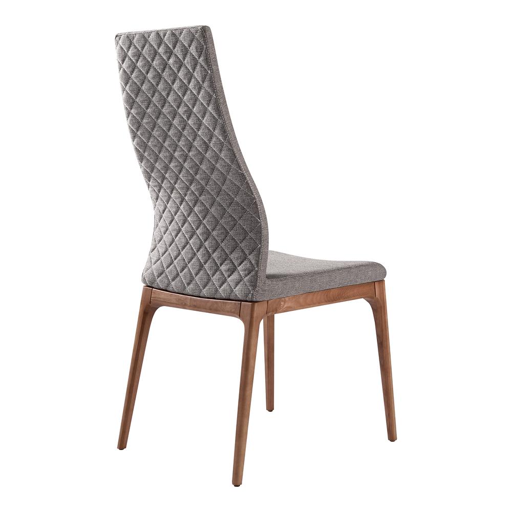 Parker Mid-Century Dining Chair in Walnut Finish and Gray Fabric - Set of 2. Picture 3