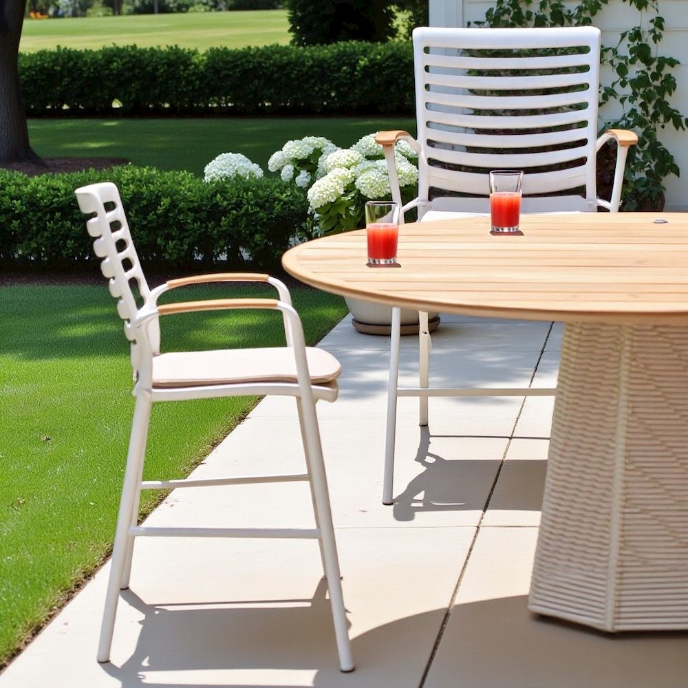 Bar Stool – Outdoor Bar Stools with Teak Accents and Bar Height Chairs. Picture 3