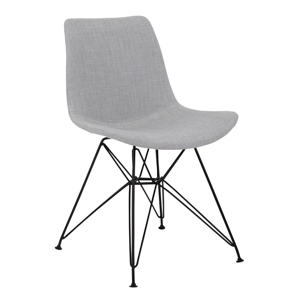 Armen Living Palmetto Contemporary Dining Chair in Grey Fabric with Black Metal Legs. Picture 1