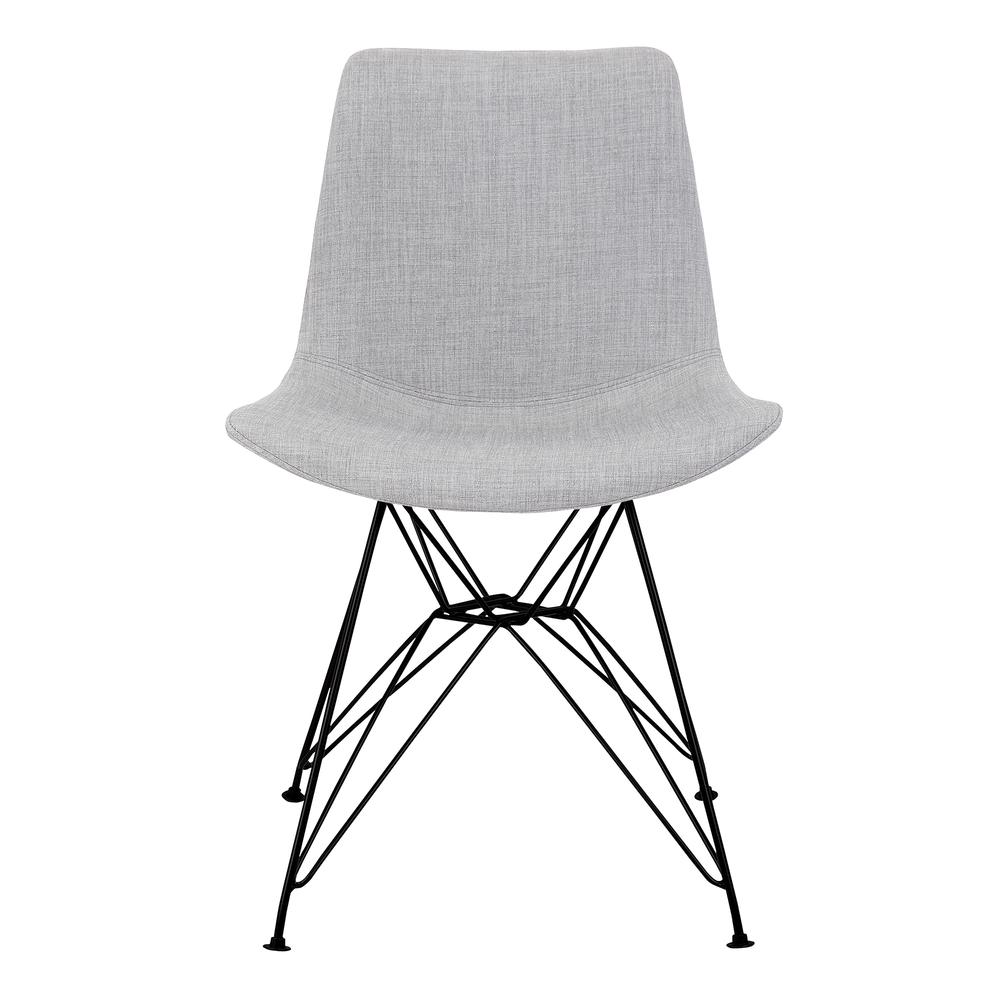 Armen Living Palmetto Contemporary Dining Chair in Grey Fabric with Black Metal Legs. Picture 2