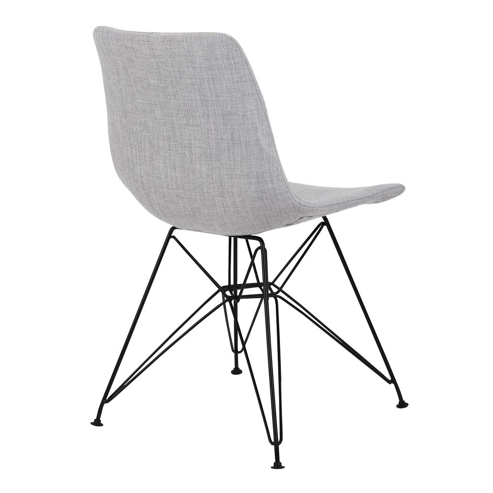 Armen Living Palmetto Contemporary Dining Chair in Grey Fabric with Black Metal Legs. Picture 3