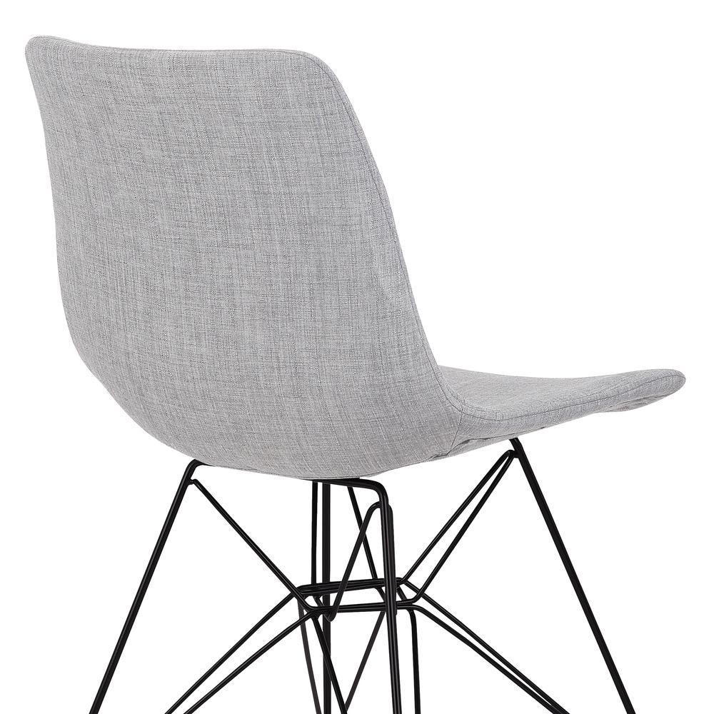 Armen Living Palmetto Contemporary Dining Chair in Grey Fabric with Black Metal Legs. Picture 5