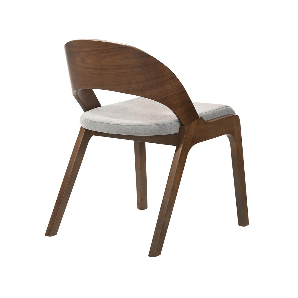Polly Mid-Century Modern Dining Accent Chairs in Walnut Finish and Grey Fabric - Set of 2. Picture 4