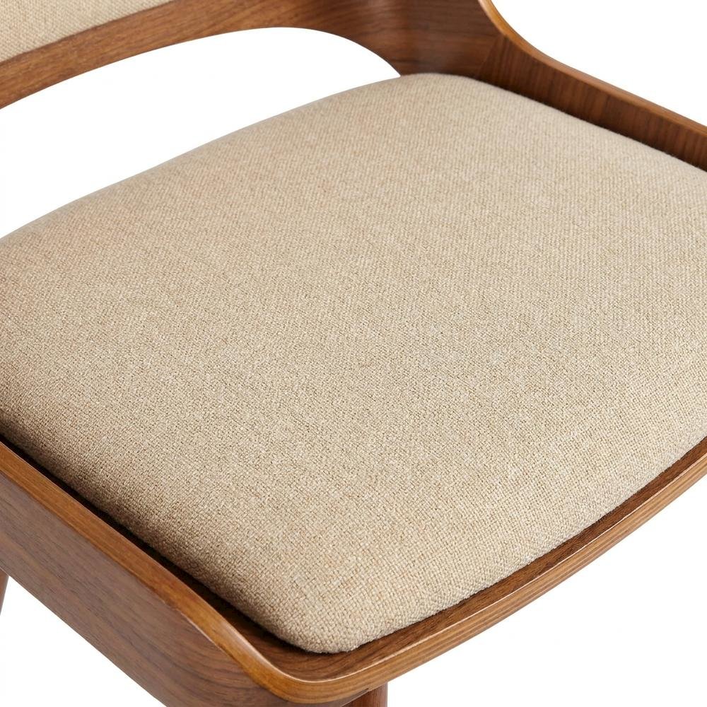 Mid-Century Modern Dining Chair in Wood with Fabric Seat and Arms, Walnut. Picture 6