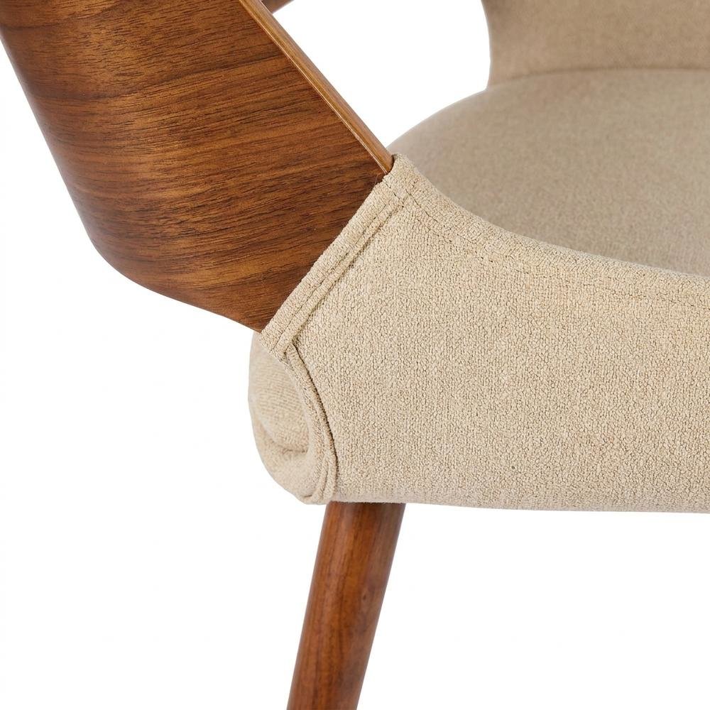 Mid-Century Modern Dining Chair in Wood with Fabric Seat and Arms, Walnut. Picture 7