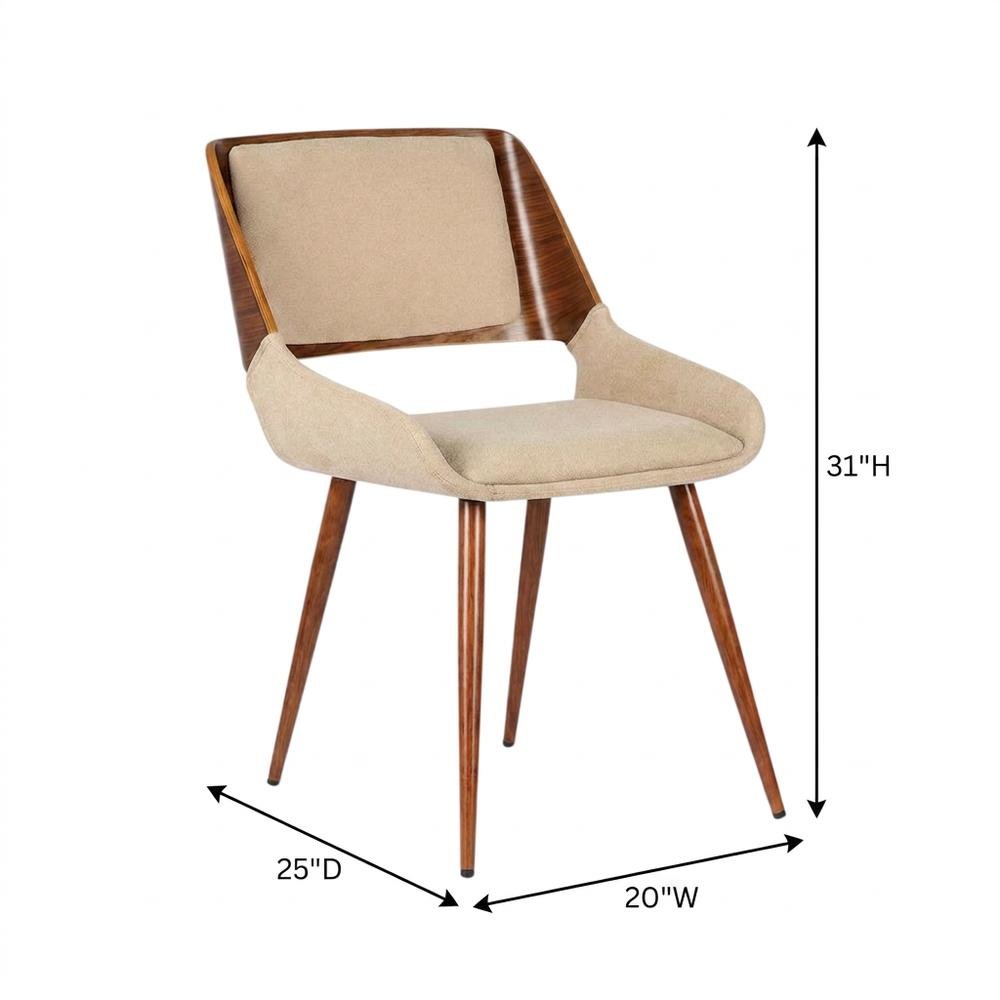 Mid-Century Modern Dining Chair in Wood with Fabric Seat and Arms, Walnut. Picture 5