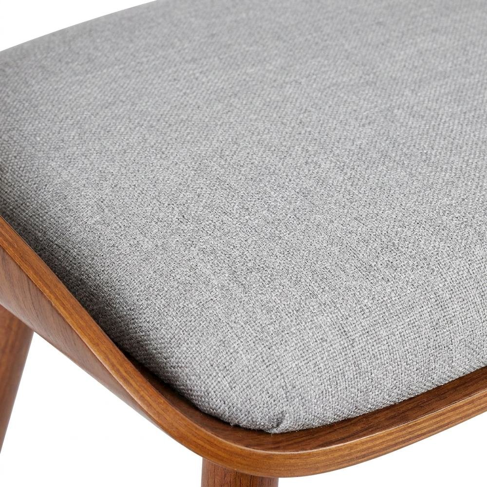 Walnut Wood Mid-Century Modern Upholstered Fabric Dining Chairs, Brown, Set of 2. Picture 7