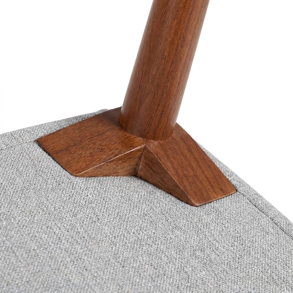Walnut Wood Mid-Century Modern Upholstered Fabric Dining Chairs, Brown, Set of 2. Picture 8
