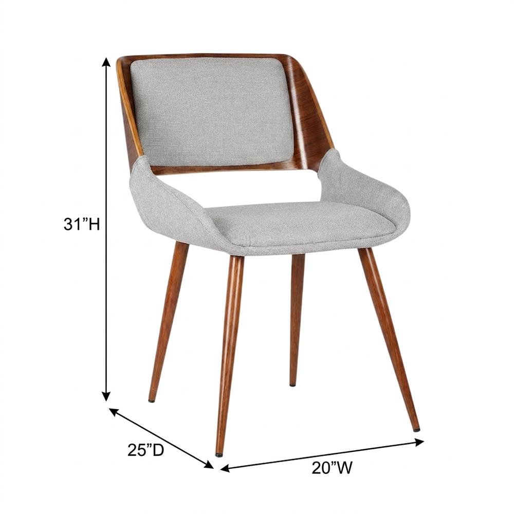 Walnut Wood Mid-Century Modern Upholstered Fabric Dining Chairs, Brown, Set of 2. Picture 6