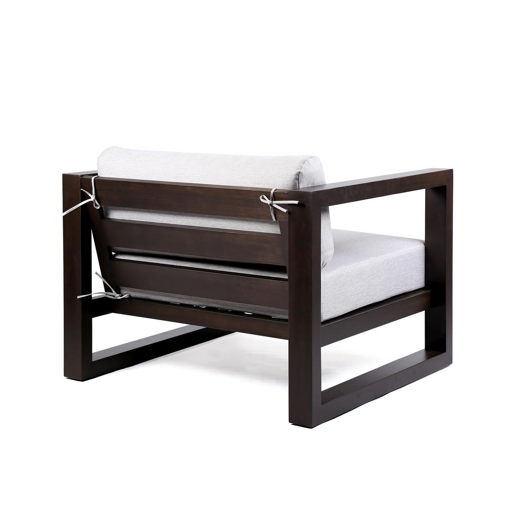 Paradise Outdoor Dark Eucalyptus Wood Lounge Chair with Grey Cushions. Picture 3