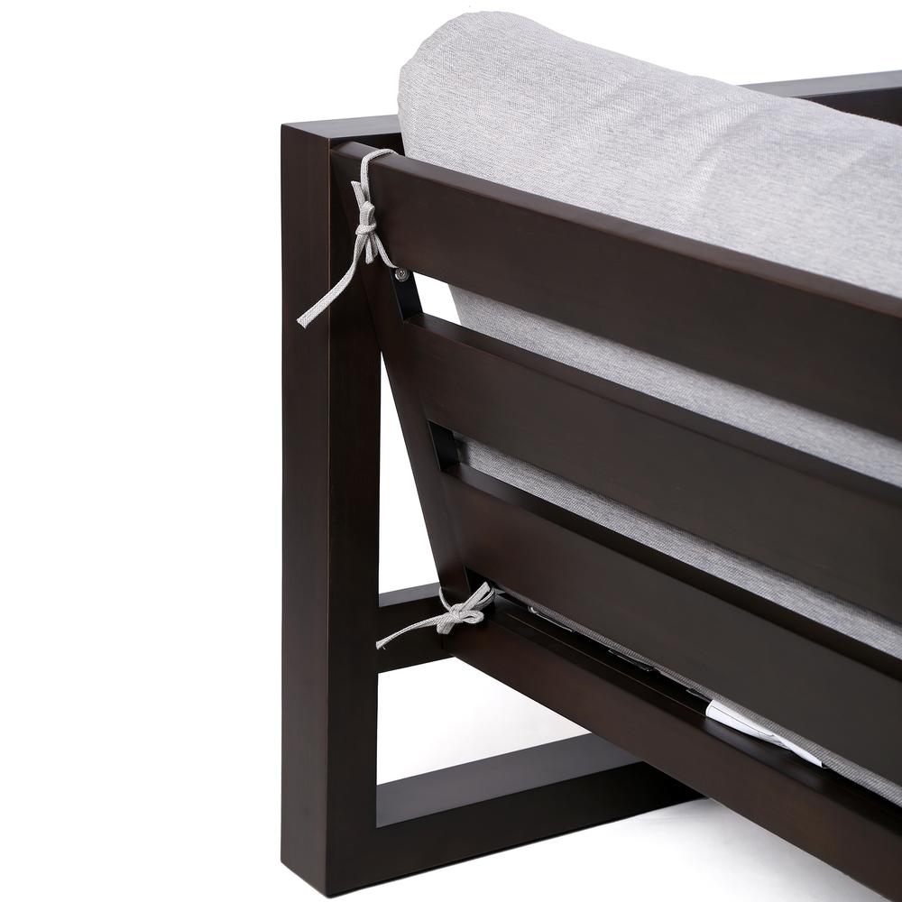 Paradise Outdoor Dark Eucalyptus Wood Lounge Chair with Grey Cushions. Picture 5