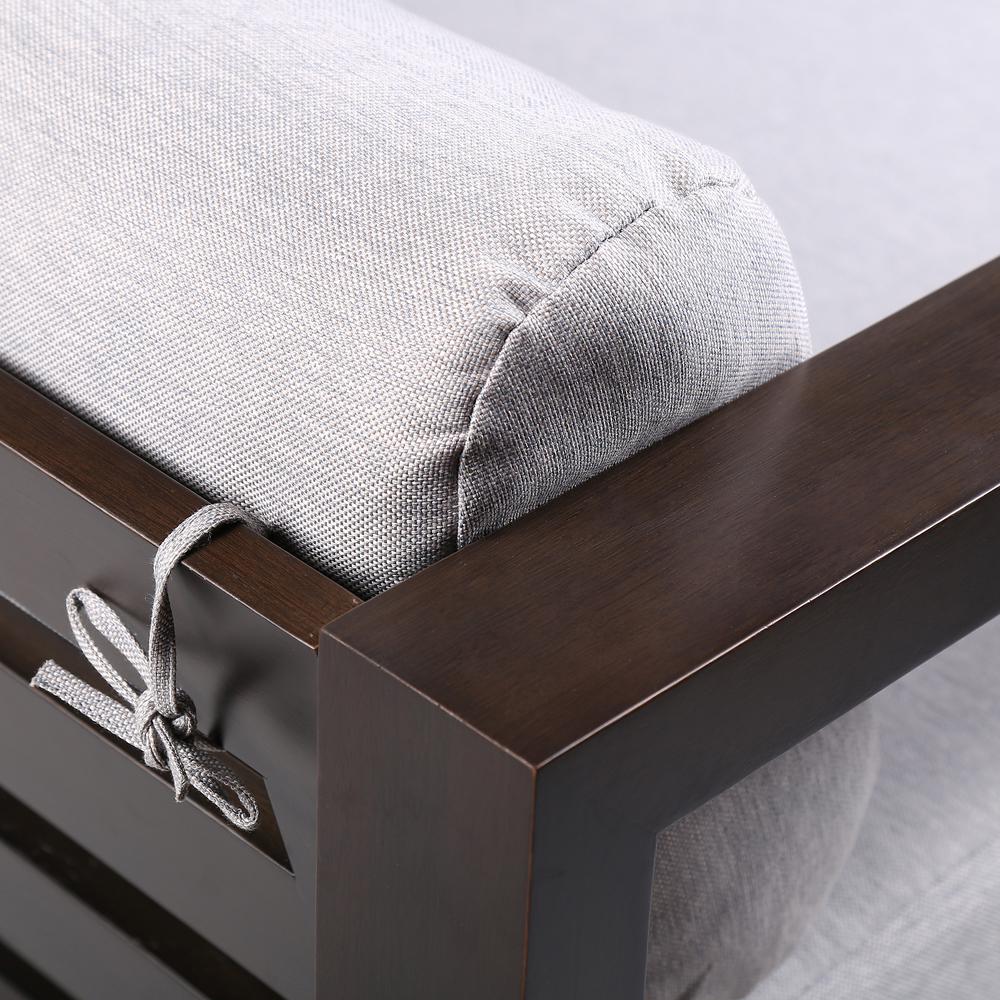 Paradise Outdoor Dark Eucalyptus Wood Lounge Chair with Grey Cushions. Picture 6