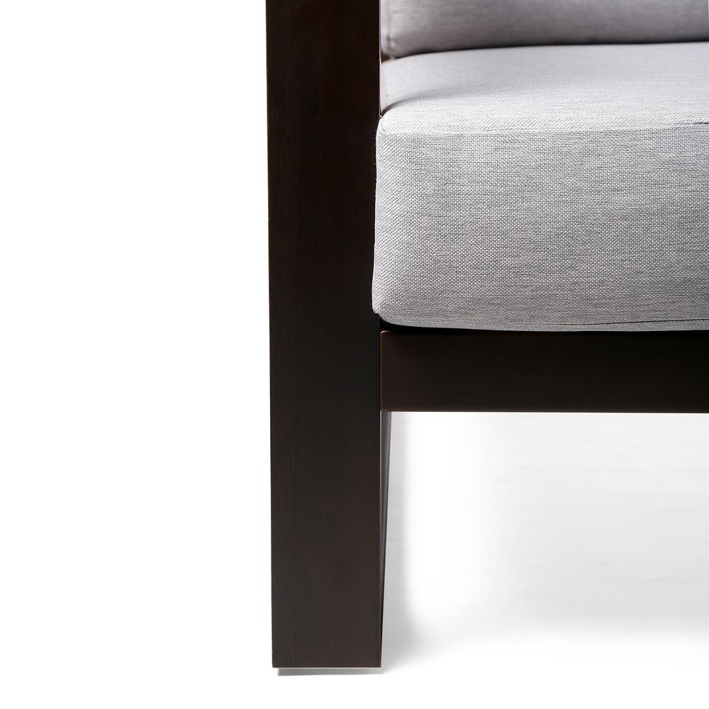 Paradise Outdoor Dark Eucalyptus Wood Lounge Chair with Grey Cushions. Picture 7