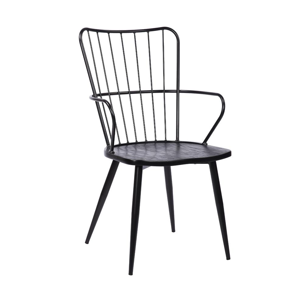 Parisa High Back Steel Framed Side Chair Black Powder Coated Finish Brushed Wood. Picture 1