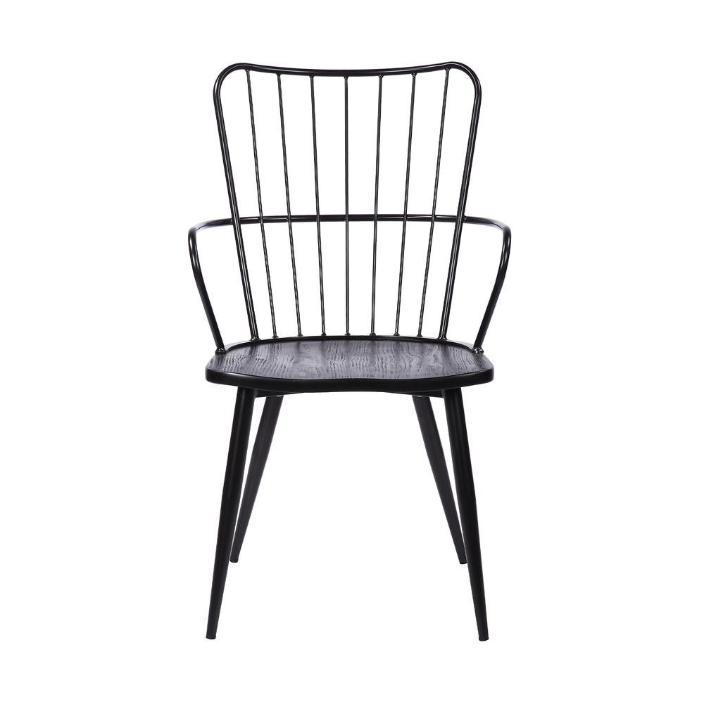 Parisa High Back Steel Framed Side Chair Black Powder Coated Finish Brushed Wood. Picture 2