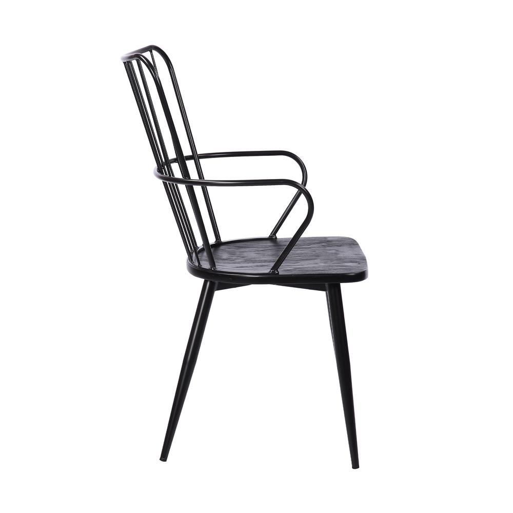 Parisa High Back Steel Framed Side Chair Black Powder Coated Finish Brushed Wood. Picture 3