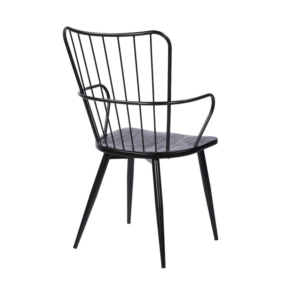Parisa High Back Steel Framed Side Chair Black Powder Coated Finish Brushed Wood. Picture 4