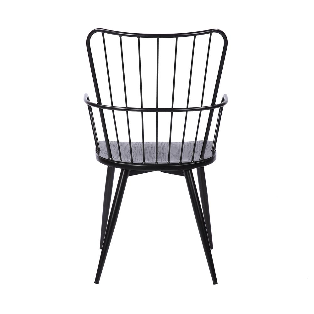 Parisa High Back Steel Framed Side Chair Black Powder Coated Finish Brushed Wood. Picture 5