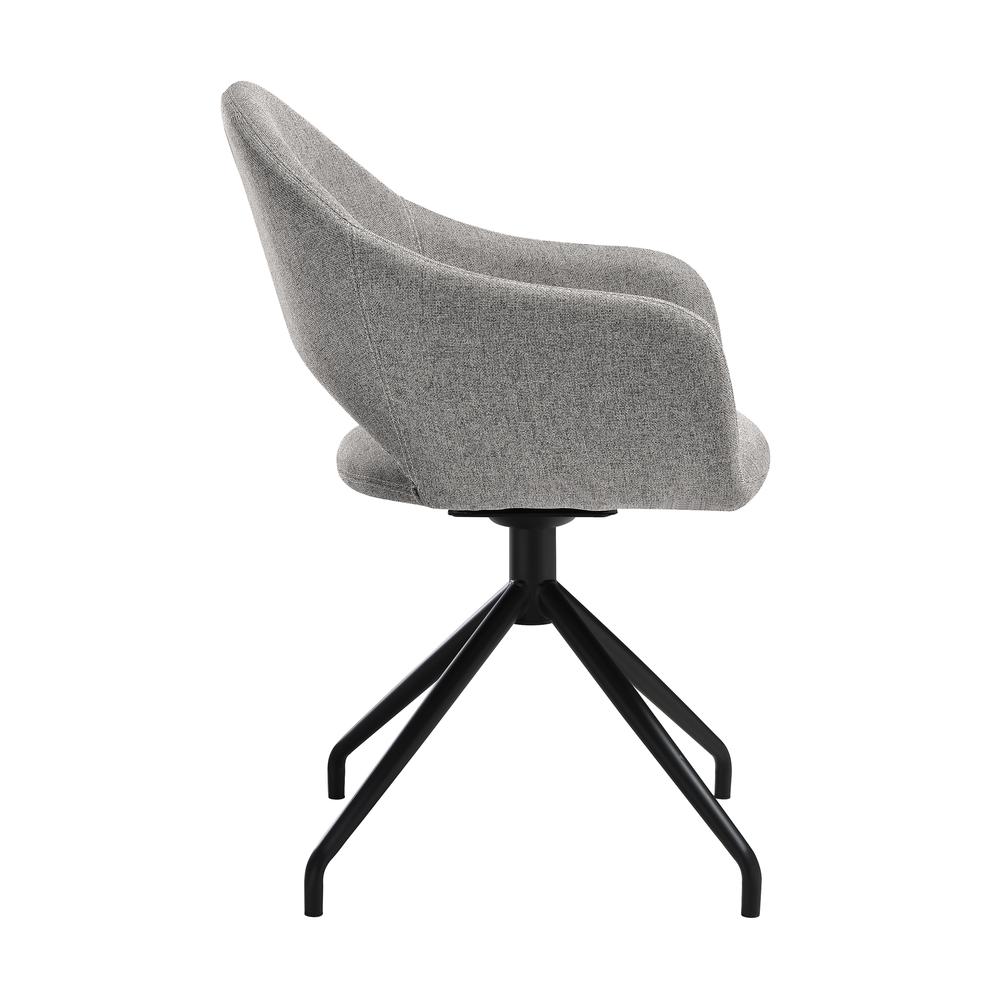 Swivel Upholstered Dining Chair in Gray Fabric with Black Metal Legs - Set of 2. Picture 4