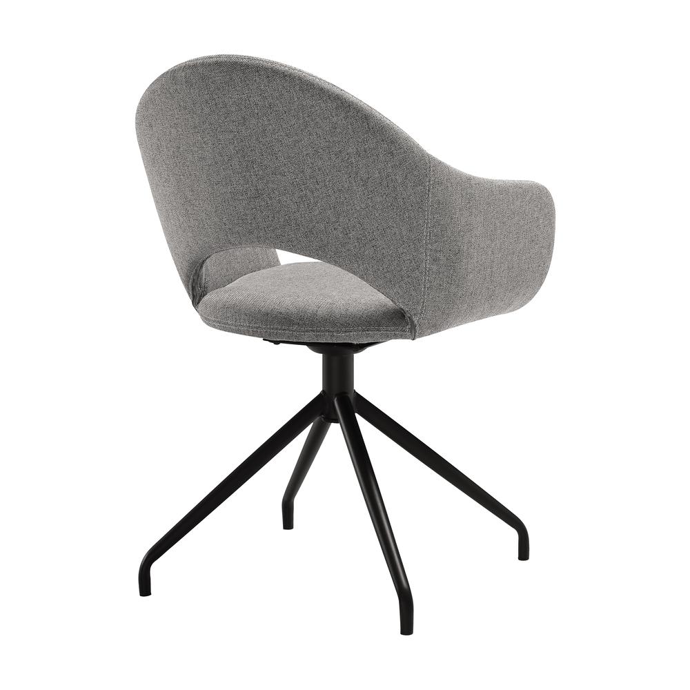 Swivel Upholstered Dining Chair in Gray Fabric with Black Metal Legs - Set of 2. Picture 5